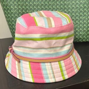 COACH Striped Bucket Hat - Pink, Green, Blue